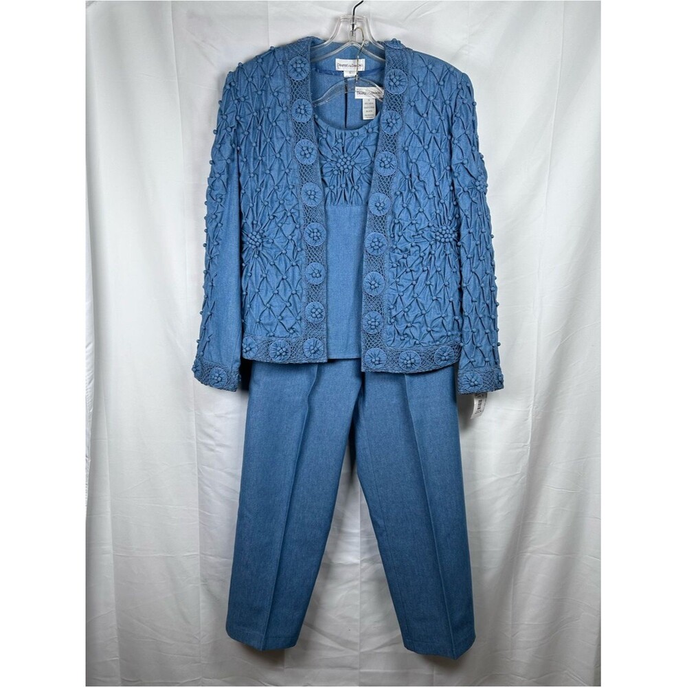 Draper’s & Damon’s Vintage 90s Denim 3 Piece Suit Women’s Small Embroidered